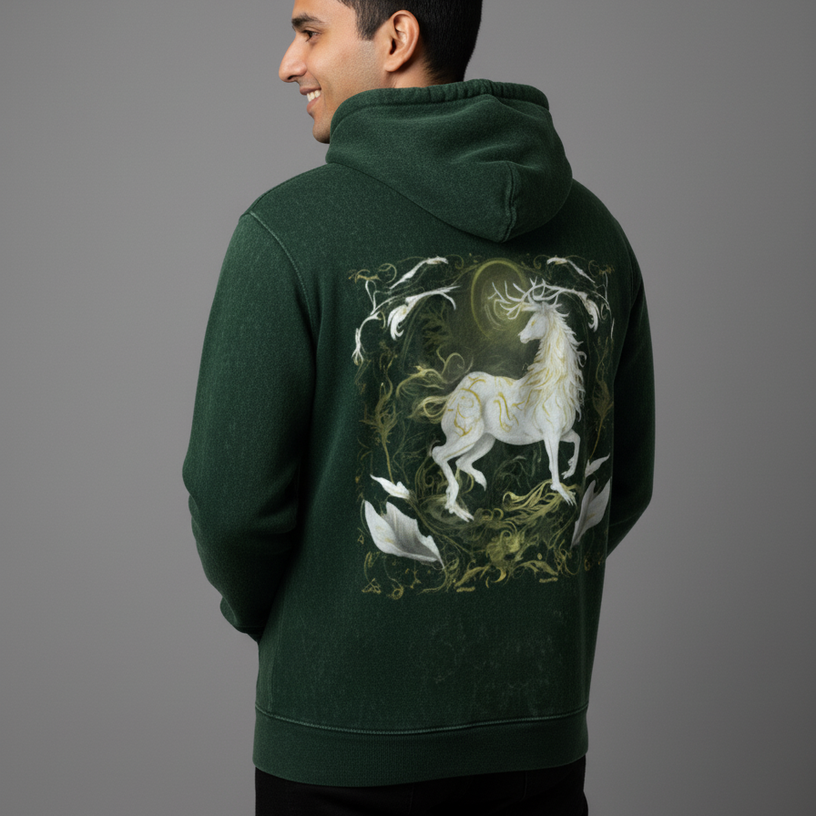 FAWN(Bottle Green) Unisex Acid Washed Hoodie