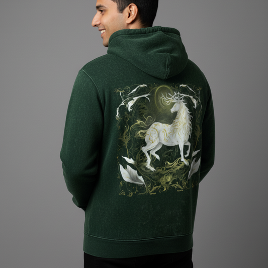 FAWN(Bottle Green) Unisex Acid Washed Hoodie