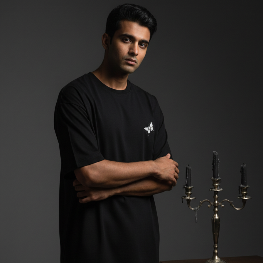 MOTH(Black)-Unisex Terry Oversized Tee