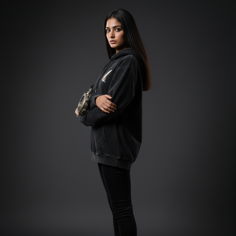 OWL (Black) Unisex Acid Washed Hoodie