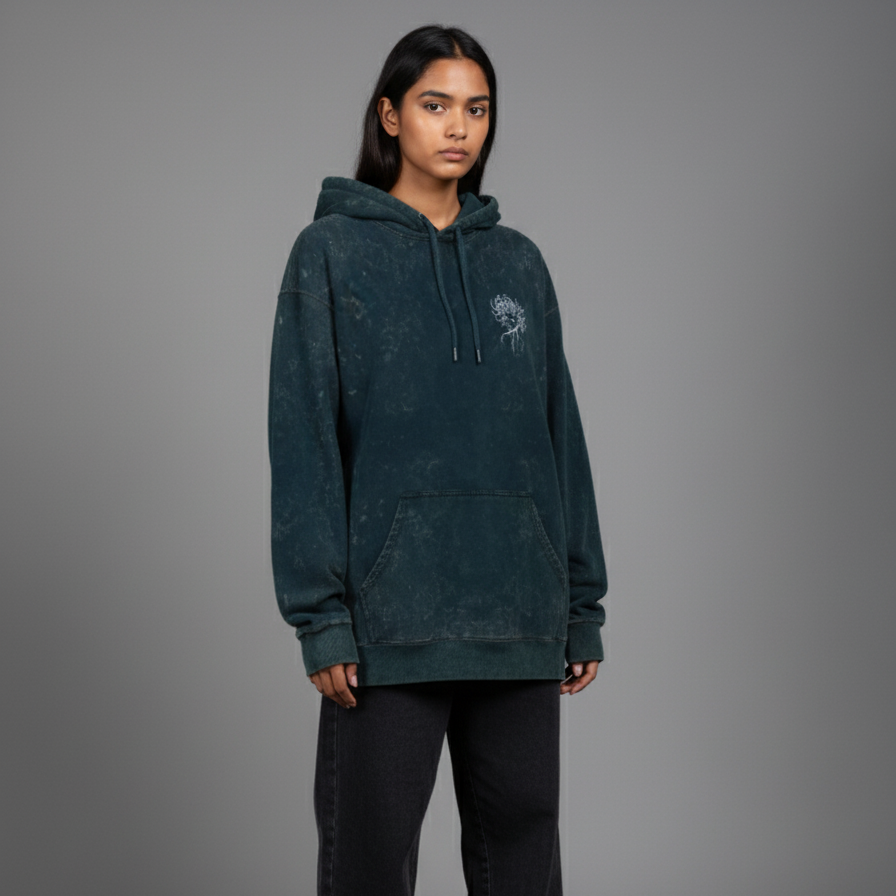 MEDUSA (Navy Blue) Unisex Acid Washed Hoodie