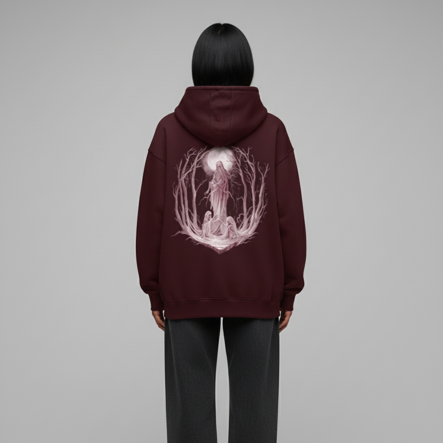 DEATH(Maroon) Unisex Oversized Hoodie