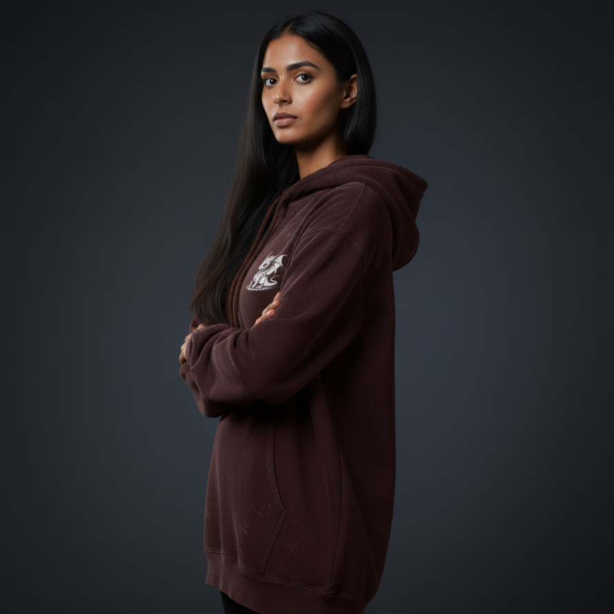 DRAGON (Maroon) Unisex Acid Washed Hoodie