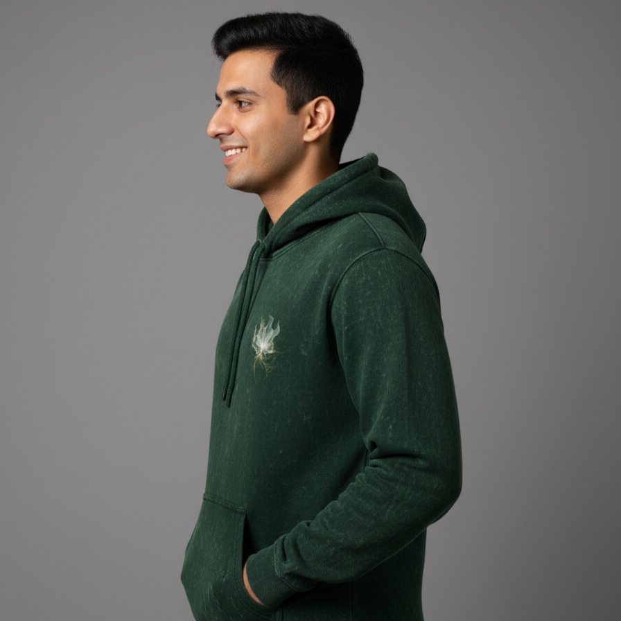 FAWN(Bottle Green) Unisex Acid Washed Hoodie