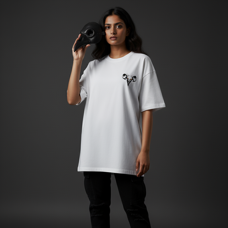 RAM(White)-Unisex Terry Oversized Tee