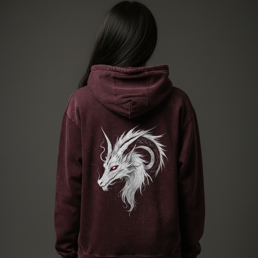 DRAGON (Maroon) Unisex Acid Washed Hoodie