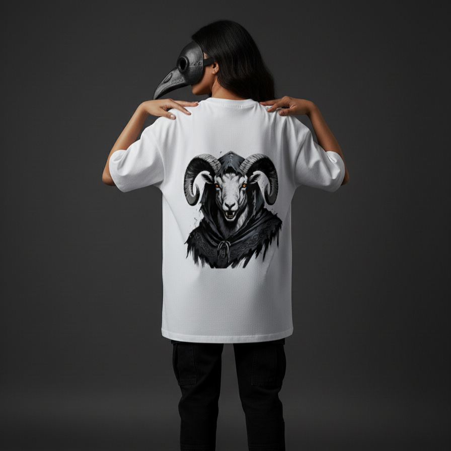 RAM(White)-Unisex Terry Oversized Tee