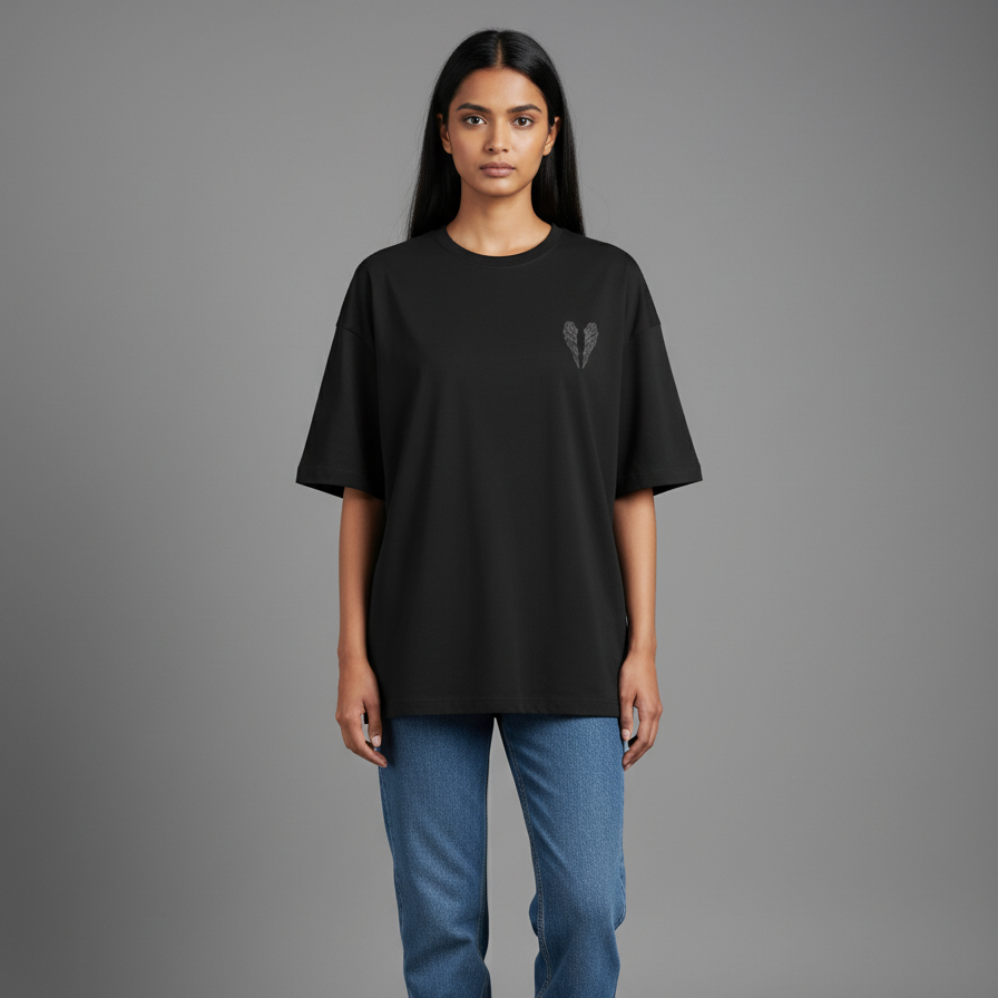 PINION(Black)-Unisex Terry Oversized Tee