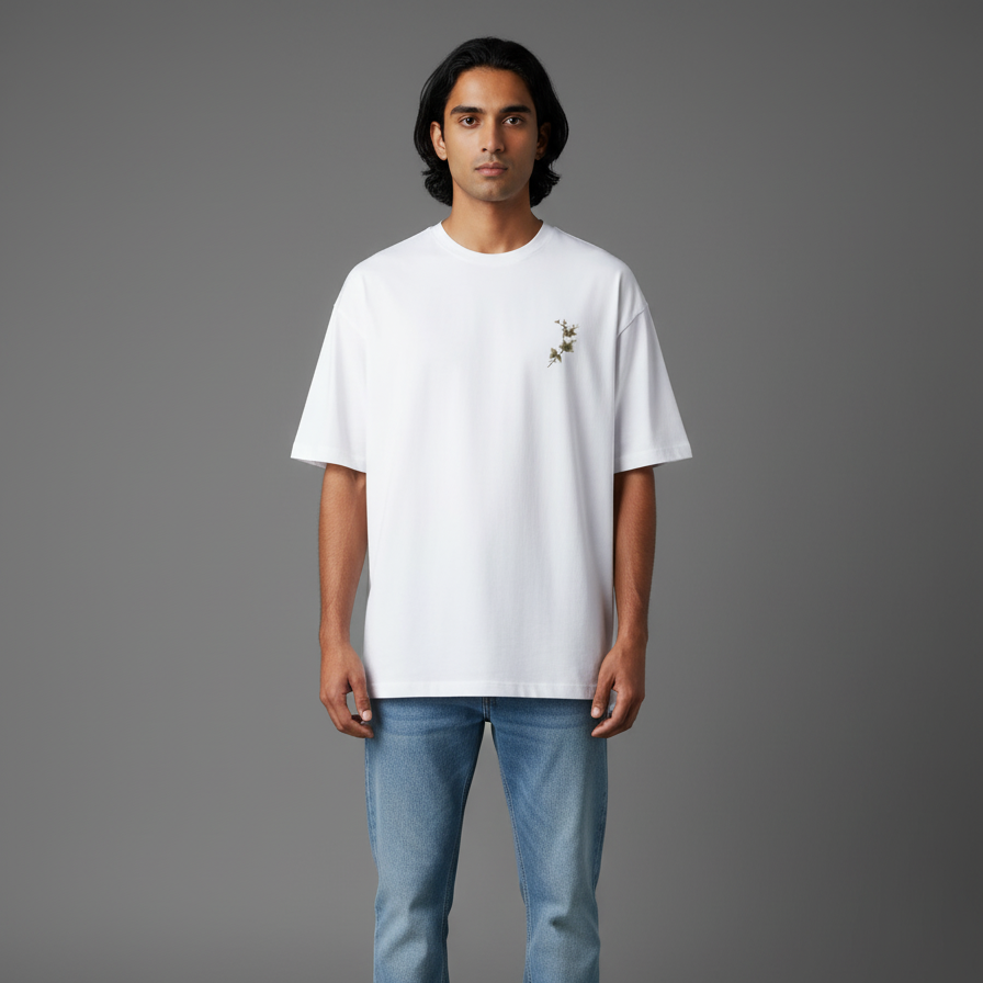 VINES(White)-Unisex Terry Oversized Tee