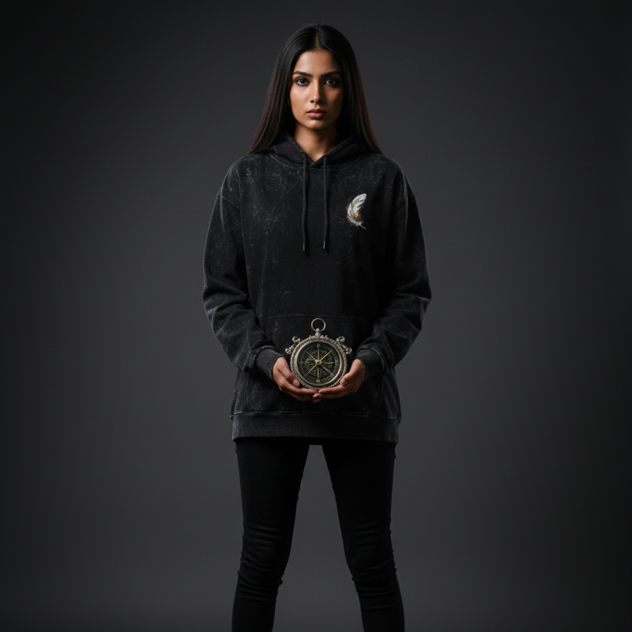 OWL (Black) Unisex Acid Washed Hoodie