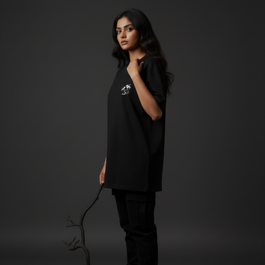 TREOW(Black)-Unisex Terry Oversized Tee