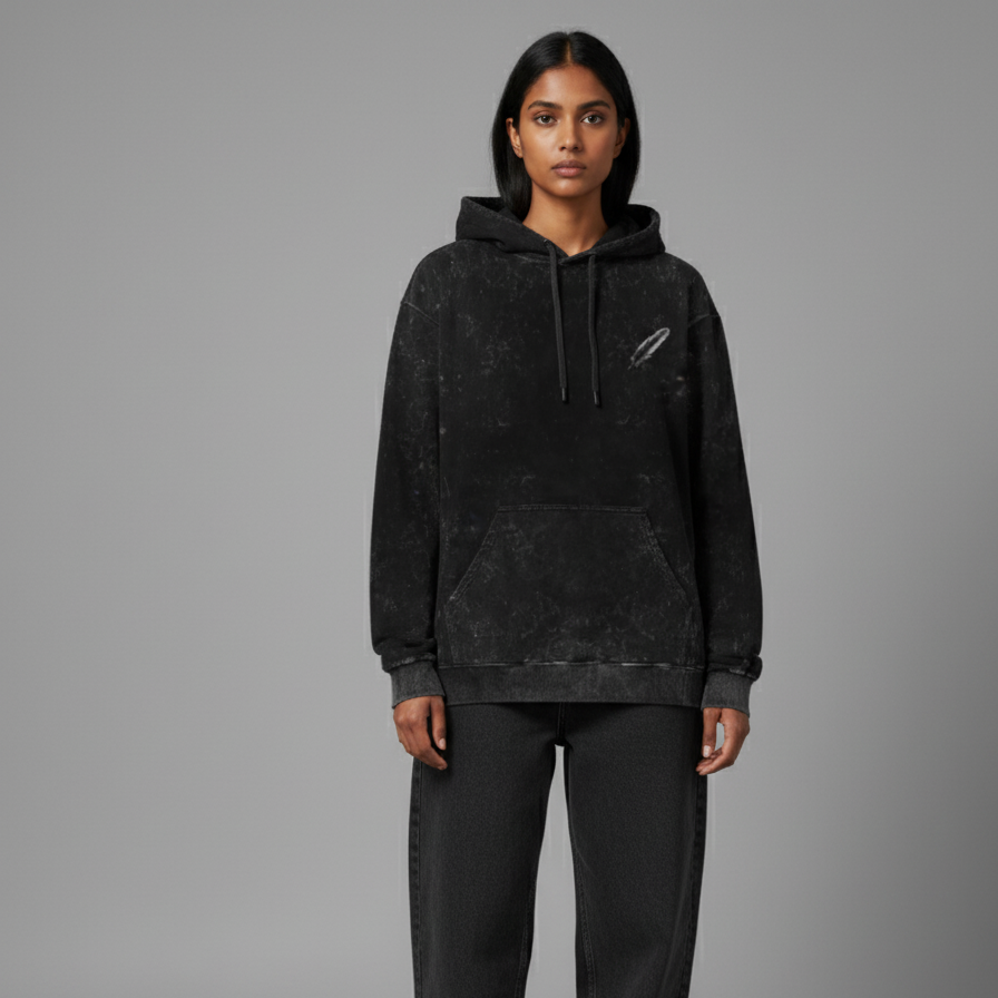 RAVEN(Black) Unisex Acid Washed Hoodie