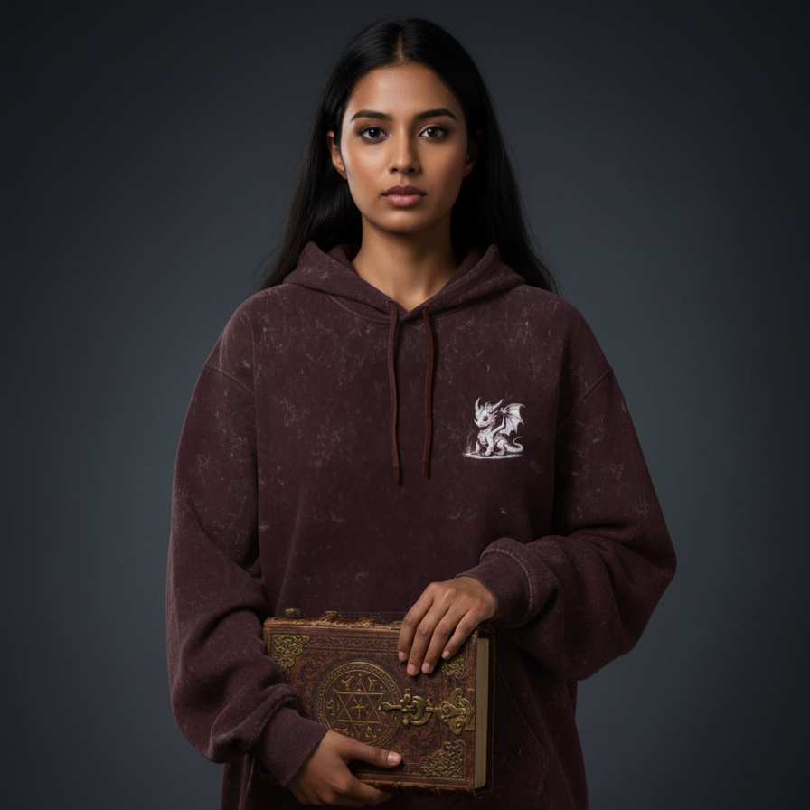 DRAGON (Maroon) Unisex Acid Washed Hoodie
