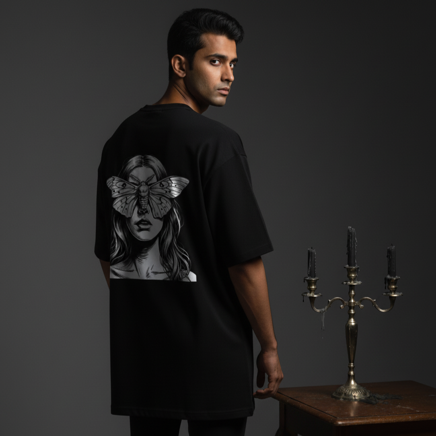 MOTH(Black)-Unisex Terry Oversized Tee