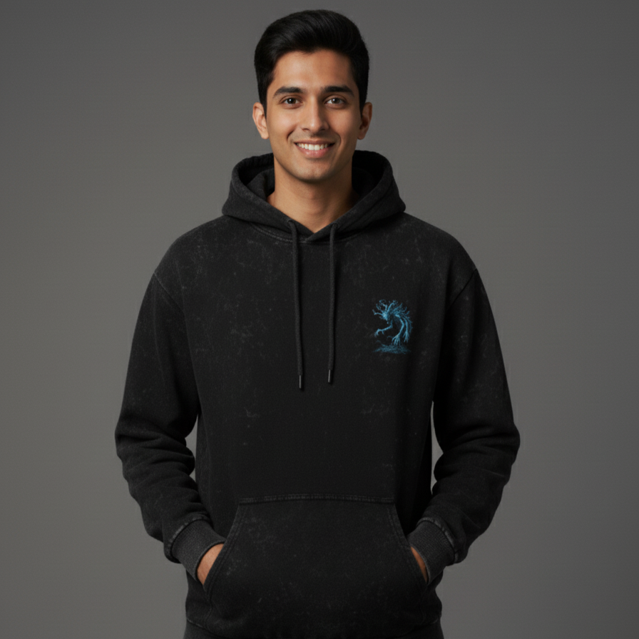 CREATURES (Black) Unisex Acid Washed Hoodie